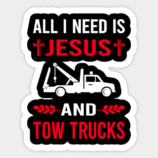 I Need Jesus And Tow Truck Trucks Sticker